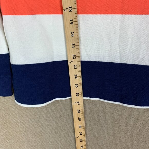 🚨SOLD 🚨Lands End Rugby Shirt size Medium Women’s Striped Polo Navy Orange Cotton - Picture 8 of 14